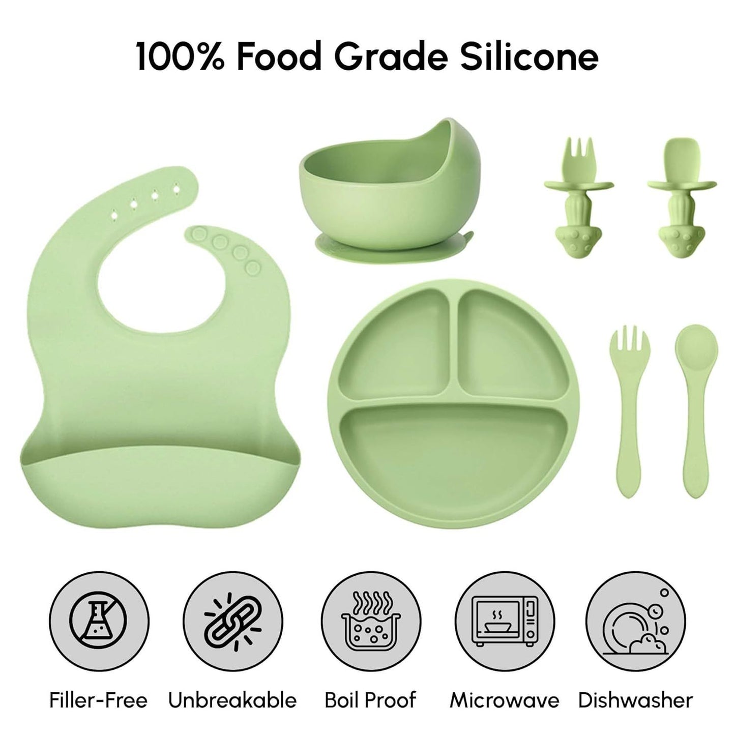 TinyTummy Dishes - Green 10 Piece Baby Feeding Set