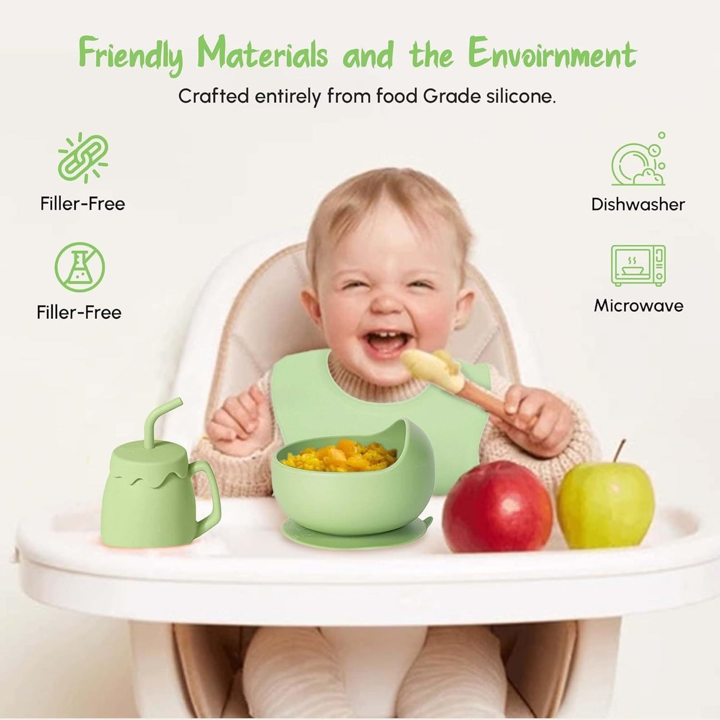 TinyTummy Dishes - Green 10 Piece Baby Feeding Set