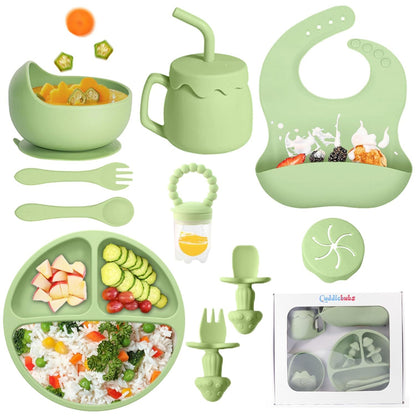 TinyTummy Dishes - Green 10 Piece Baby Feeding Set