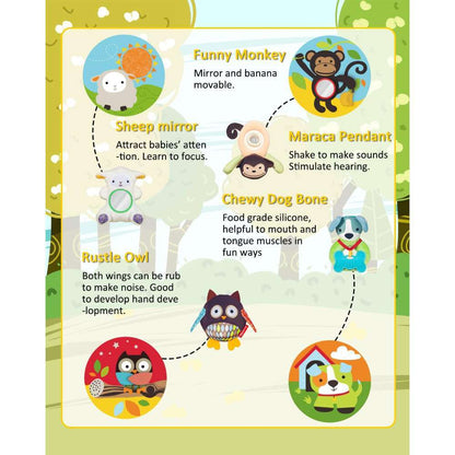 BabyVenture Gym - Zoo Play Mat with Sensory Toys