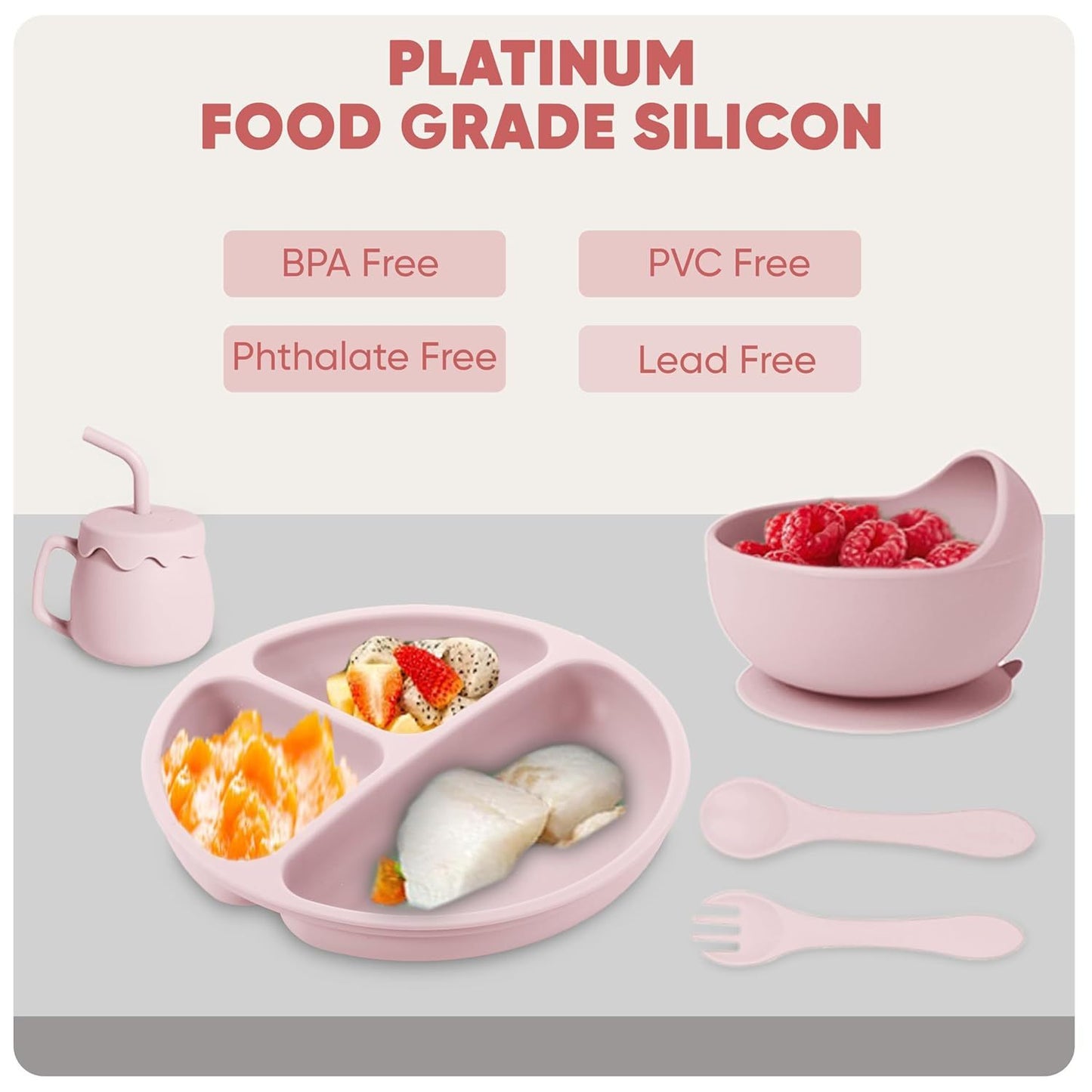 TinyTummy Dishes - Sakura Pink 10 Piece Baby Feeding Set
