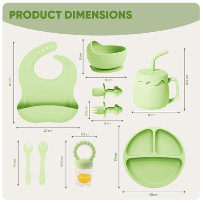TinyTummy Dishes - Green 10 Piece Baby Feeding Set
