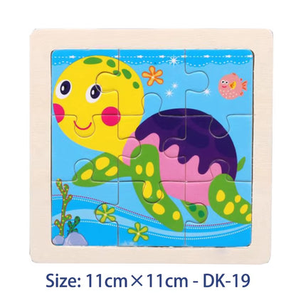 11Cm/4.33In Kids Wooden Jigsaw Puzzle Games Cartoon Animal Vehicle Pattern Children Montessori Educational Toys
