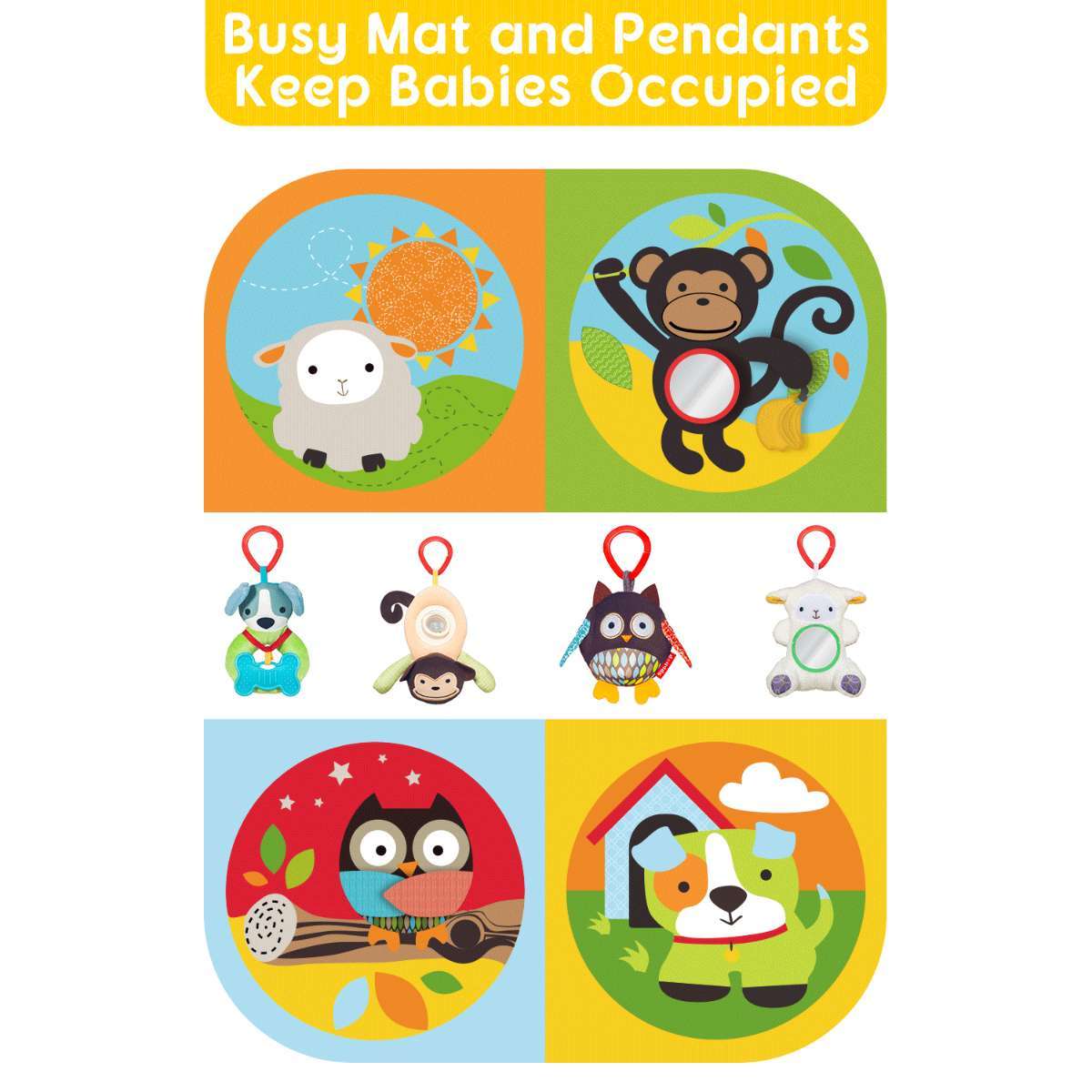 BabyVenture Gym - Zoo Play Mat with Sensory Toys